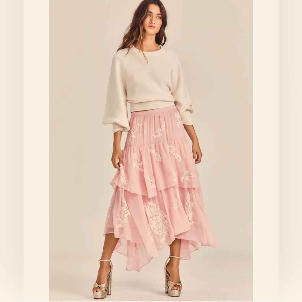 Love shack fancy midi skirt
